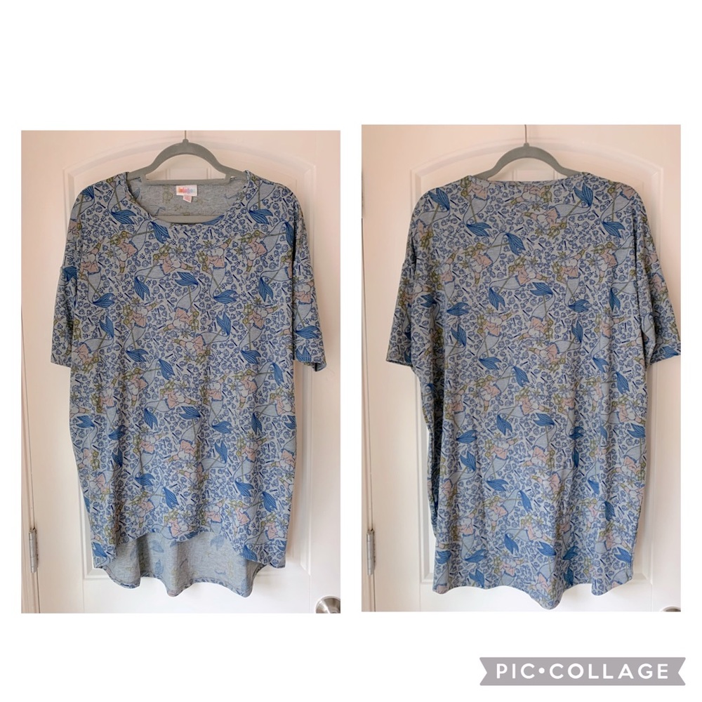 Lularoe Irma in blue Triton print